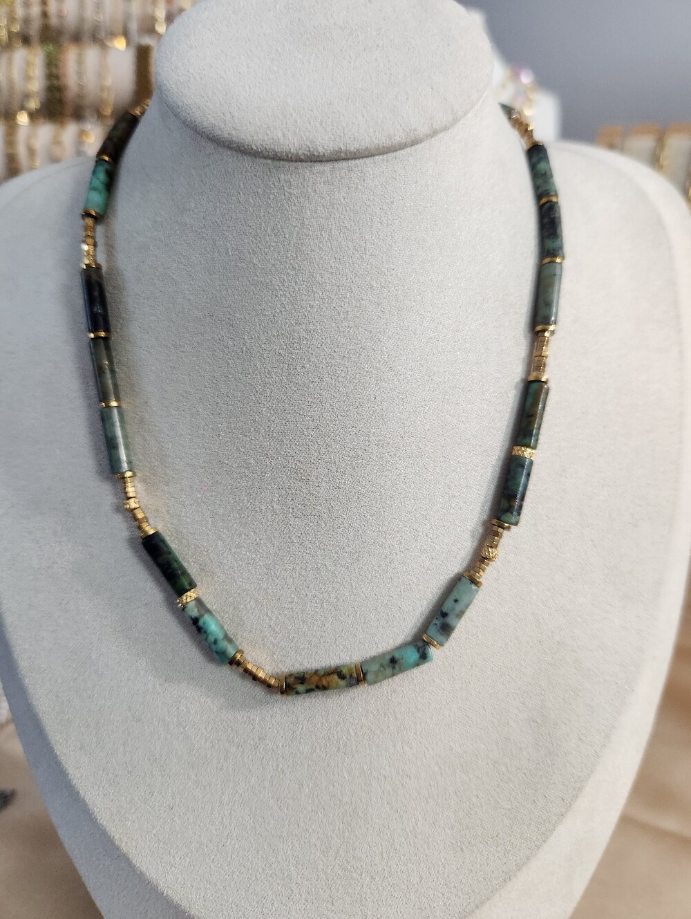 African Turquoise Beaded Necklace